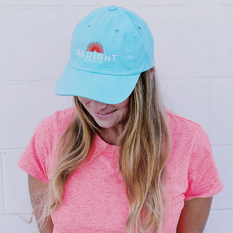 radiant beer co merch shipping cyan hat