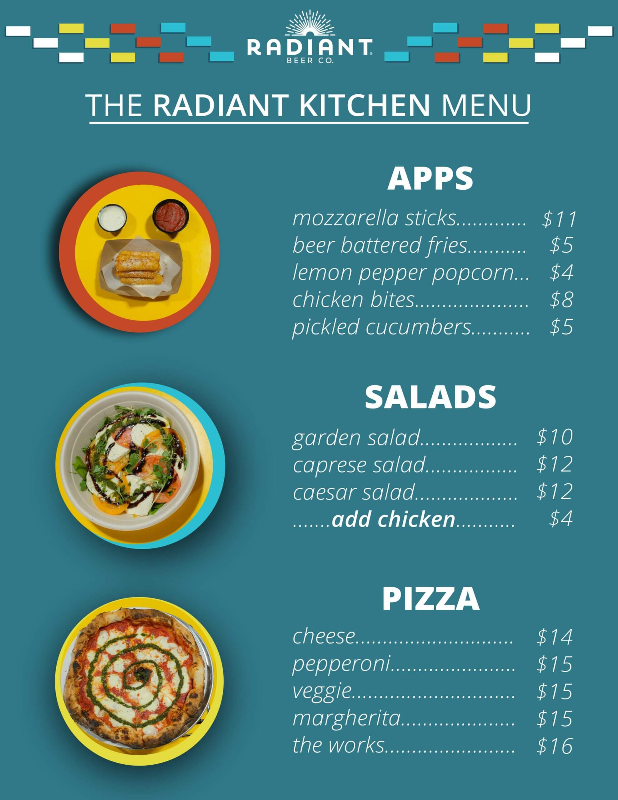 Radiant Kitchen Food Menu